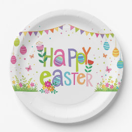 Plato De Papel Feliz Pascua
