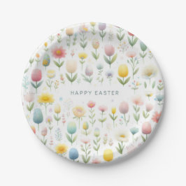 Plato De Papel Feliz Pascua