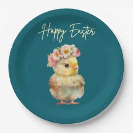 Plato De Papel Feliz Pascua