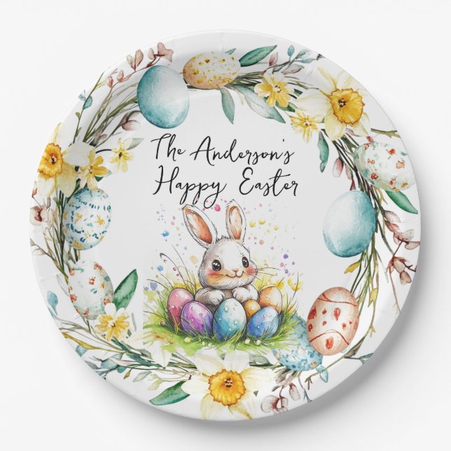 Plato De Papel Feliz Pascua banal y florida Pascua (Anverso)