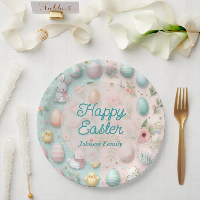 Plato De Papel Feliz Pascua Colorida  (Boda)