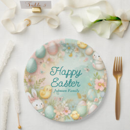Plato De Papel Feliz Pascua Colorida
