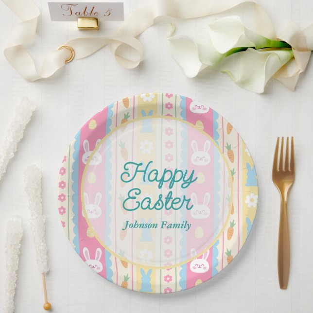 Plato De Papel Feliz Pascua Colorida  (Boda)