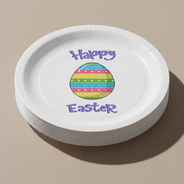 Plato De Papel Feliz Pascua con huevo (Subido por el creador)
