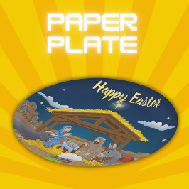 Plato De Papel Feliz Pascua - Natividad |