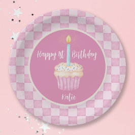 Plato De Papel Feliz pastel de cumpleaños