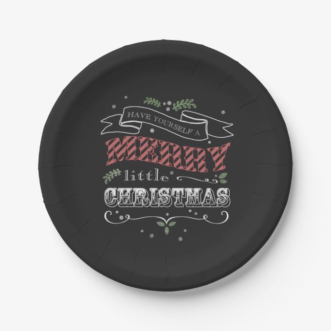 Plato De Papel Feliz pequeña placa de papel del navidad 7inch (Anverso)