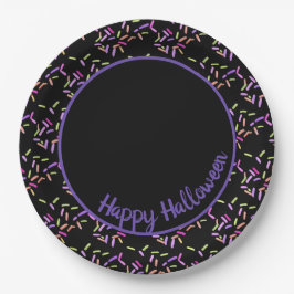 Plato De Papel Feliz Personalizable de Halloween Sprinkles