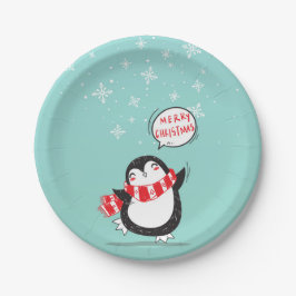 Plato De Papel Feliz Personalizado Penguin