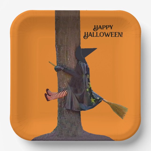 Plato De Papel Feliz Placa de papel de Halloween (Anverso)
