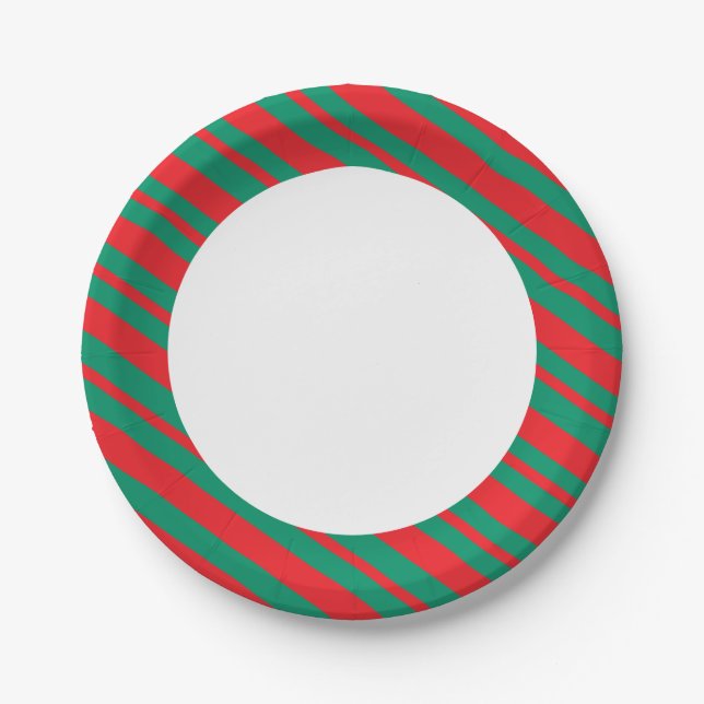 Plato De Papel Feliz Placa Fiesta verde y roja (Anverso)