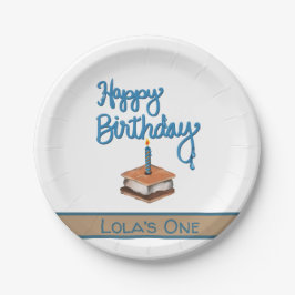 Plato De Papel Feliz primer cumpleaños S.more