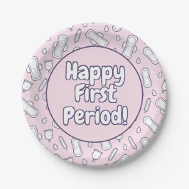 Plato De Papel Feliz primer periodo Fiesta Cubo Rosado Tampon Pad