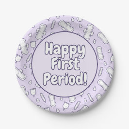 Plato De Papel Feliz primer periodo Fiesta Purple Cute Tampon Pad