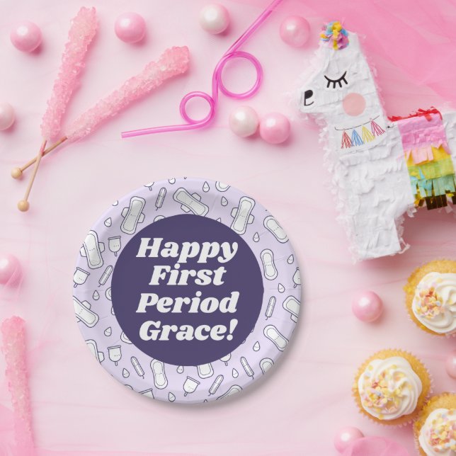 Plato De Papel Feliz primer periodo Fiesta Purple Tampon Pad Nomb (Fiesta)