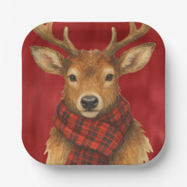 Plato De Papel Feliz reno navideño