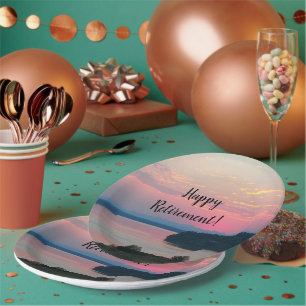 Plato De Papel Feliz retiro Pink Seascape Sunset