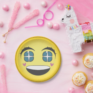 Plato De Papel Feliz rostro de anime