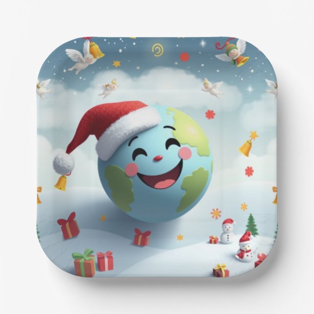 Plato De Papel Feliz Santa Plate (Anverso)