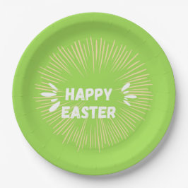 Plato De Papel Feliz texto de Pascua al verde