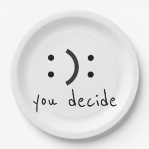 Plato De Papel Feliz Triste, decide