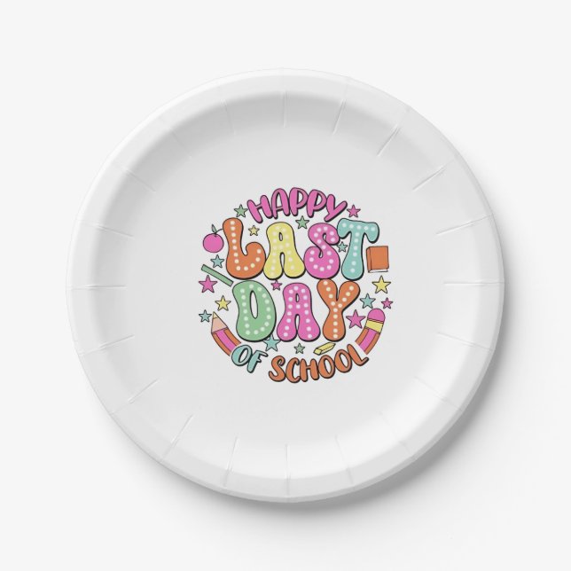 Plato De Papel Feliz último día de clases (Anverso)