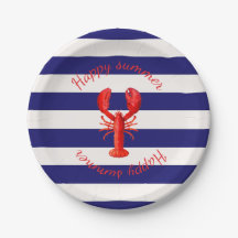 Feliz verano franjas blancas azules rojo langosta