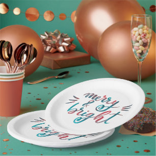 Plato De Papel Feliz y luminoso - verde y rojo