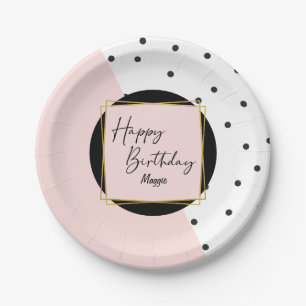 Plato De Papel Femenina de moda Confetti Dots Birthday Party
