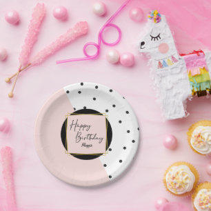 Plato De Papel Femenina de moda Confetti Dots Birthday Party