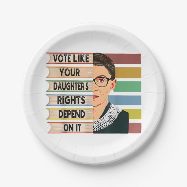 Plato De Papel Feminista Ruth Bader Ginsburg RBG Chica De Cita Co (Anverso)