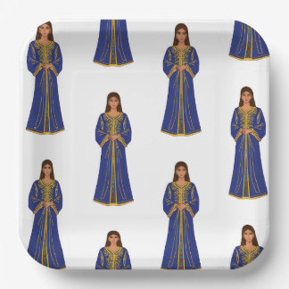 Plato De Papel Femme marocaine en Motif Caftan