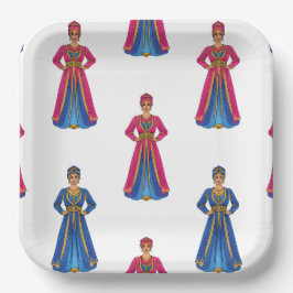 Plato De Papel Femme marocaine en Motif vestimentaire traditionne