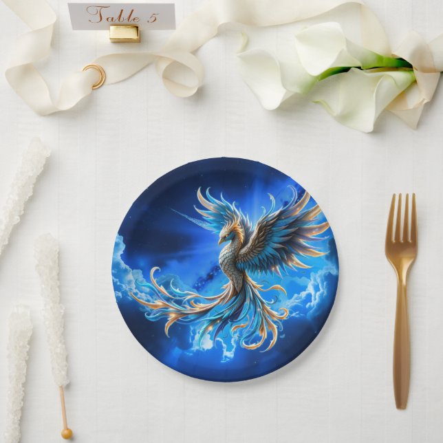 Plato De Papel Fénix del Amanecer Zafiro (Boda)