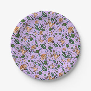 Plato De Papel Fennec Foxes en morado