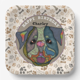 Plato De Papel Feo cumpleaños de Bulldog de perro