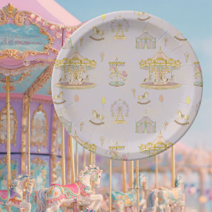Plato De Papel Feria de Diversiones Caprichosa Cumpleaños de Bebé