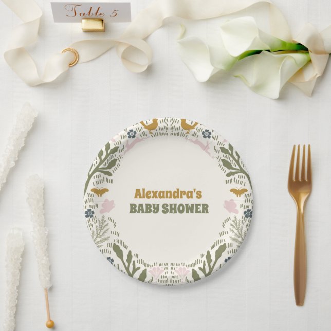 Plato De Papel Fern Baby Shower de Rustic Green Woodland (Boda)