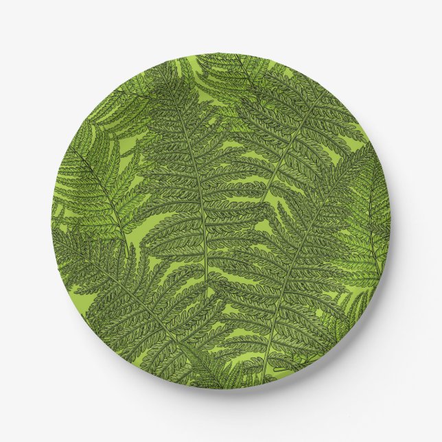 Plato De Papel Fern en verde (Anverso)