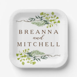 Plato De Papel Fern Eucalyptus Boda de la vegetación de mano