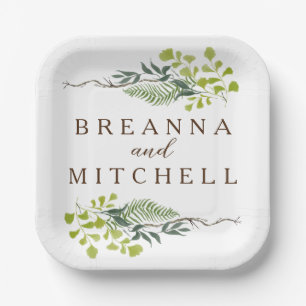 Plato De Papel Fern Eucalyptus Boda de la vegetación de mano