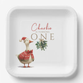 Plato De Papel Fest Winter Birthday One Silly Christmas Goose 