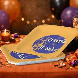 Plato De Papel Festejando sobrio | Fiesta de Halloween sobria
