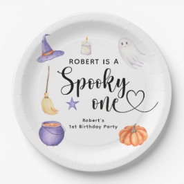 Plato De Papel Festejo de primer cumpleaños de Spooky One Hallowe