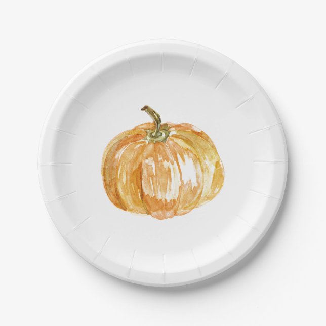Plato De Papel Festín otoñal - Calabaza (Anverso)