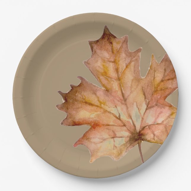 Plato De Papel Festín otoñal - Hoja (Anverso)