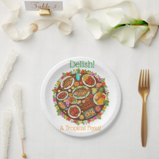 Plato De Papel Festín Tropical