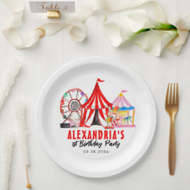 Plato De Papel Festival de circo de carnaval de divertidos espect