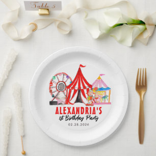 Plato De Papel Festival de circo de carnaval de divertidos espect