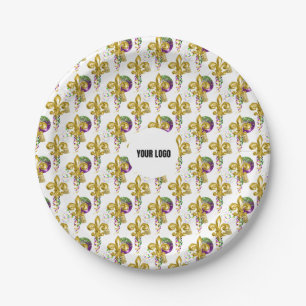 Plato De Papel Festival Mardi Gras Lily Personalizado Plate Oro B